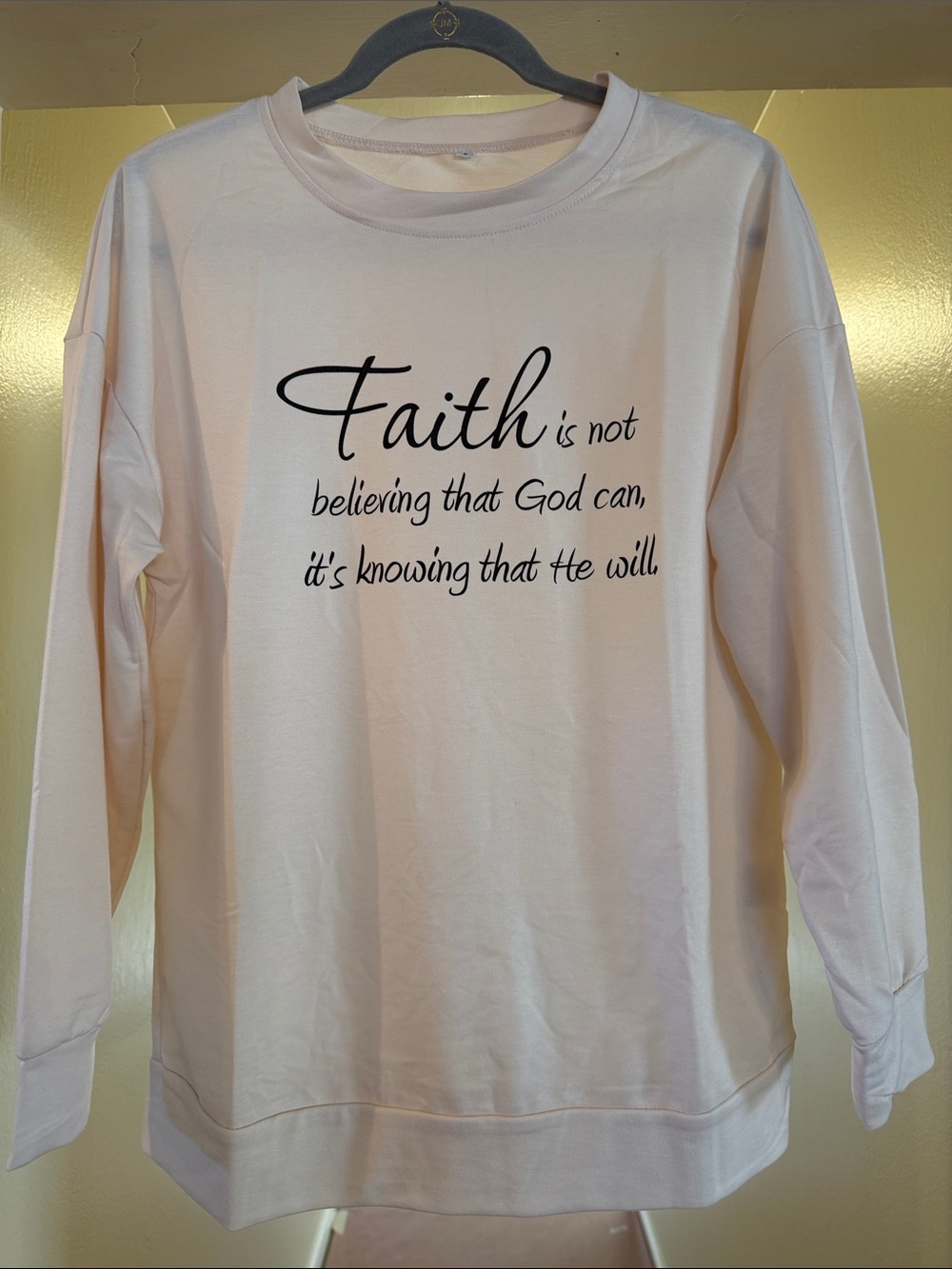 Faith Graphic Long Sleeve light beige Tee Size S
